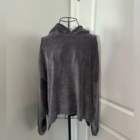 NWT Aerie Groove-On Velour Hoodie in Size Large - Picture 4 of 8